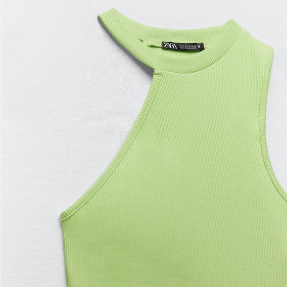 Zara Asymmetrical Ribbed Cutout Crop Top - Picture 6 of 10